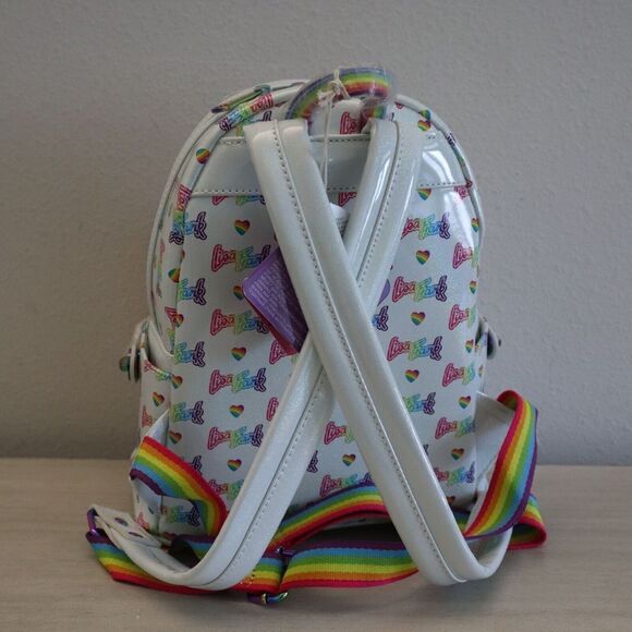 Loungefly Lisa Frank Logo Heart Detachable Rainbow Bag Mini Backpack - Picture 5 of 16